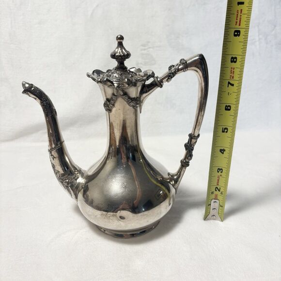REED & BARTON Silverplate Coffee Pot Model 15 Floral Spout Finial 9.5” Ornate - Picture 7 of 7
